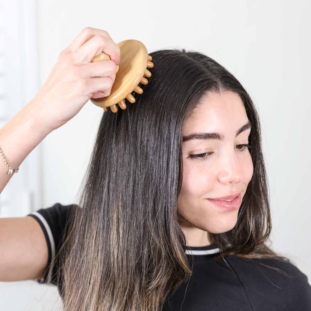 Bamboo Stimulating Scalp Massager - Natural Hair Growth Tool