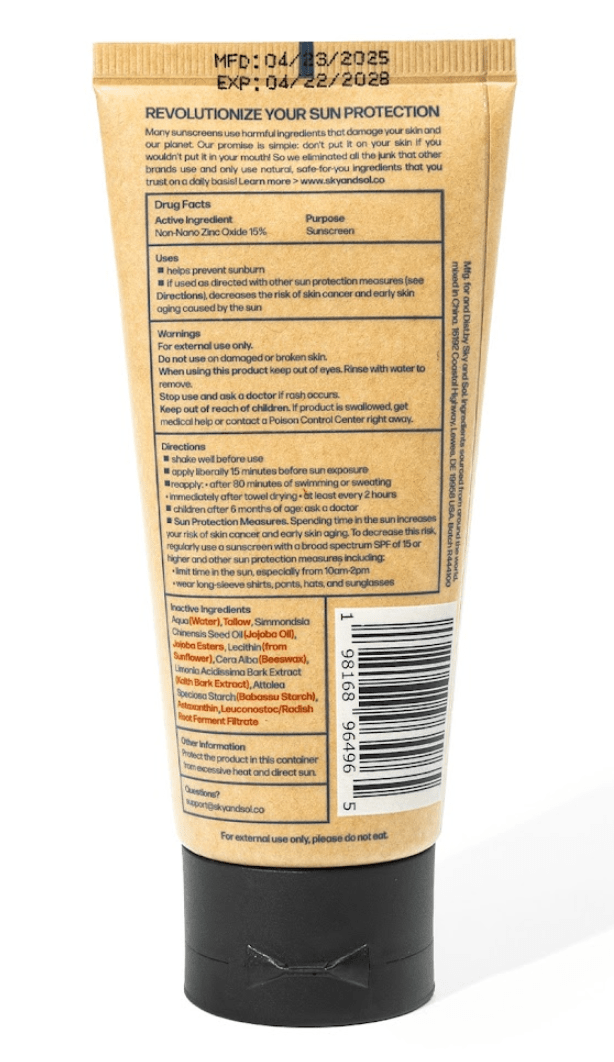 Sky and Sol Everyday Sunscreen SPF 30 - Natural Tallow Formula